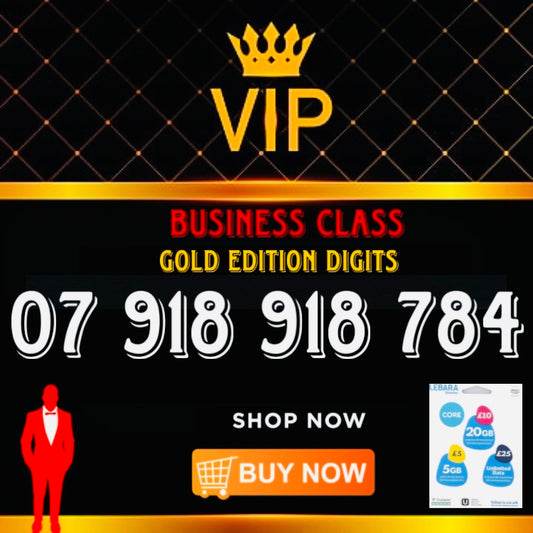 GOLD DIAMOND VIP PREMIUM EASY MEMORABLE MOBILE PHONE NUMBER SIM CARD 07 918 918 784