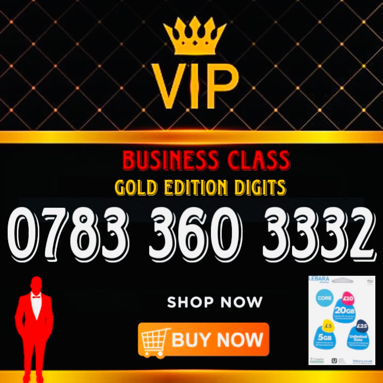 GOLD DIAMOND VIP PREMIUM EASY MEMORABLE MOBILE PHONE NUMBER SIM CARD 0783 360 3332