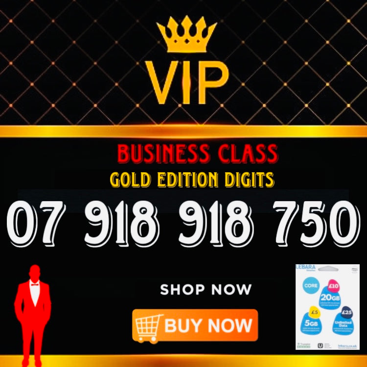 GOLD DIAMOND VIP PREMIUM EASY MEMORABLE MOBILE PHONE NUMBER SIM CARD 07 918 918 750