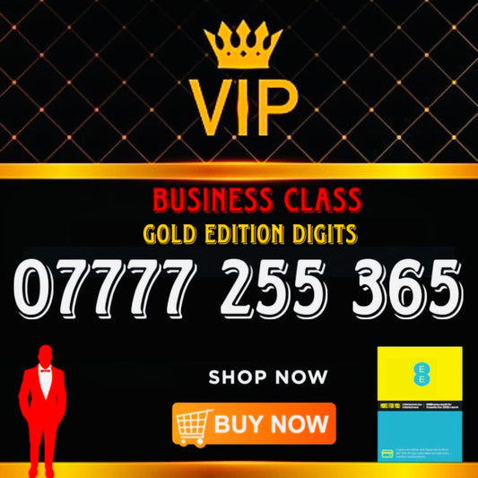 GOLD DIAMOND VIP PREMIUM EASY MEMORABLE MOBILE PHONE NUMBER SIM CARD 7777 255 365