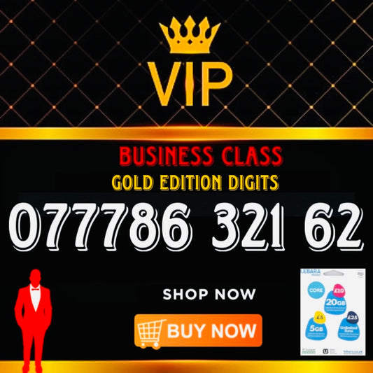 GOLD DIAMOND VIP PREMIUM EASY MEMORABLE MOBILE PHONE NUMBER SIM CARD 077786 321 62