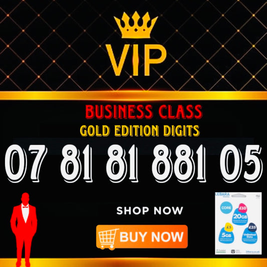 GOLD DIAMOND VIP PREMIUM EASY MEMORABLE MOBILE PHONE NUMBER SIM CARD 07 81 81 881 05