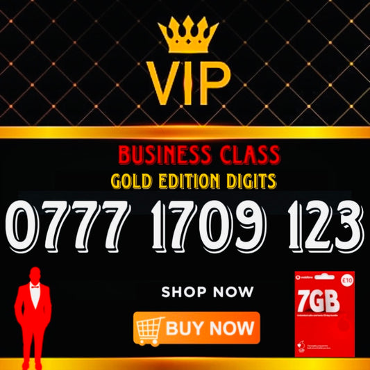 GOLD DIAMOND VIP PREMIUM EASY MEMORABLE MOBILE PHONE NUMBER SIM CARD 0777 1709 123