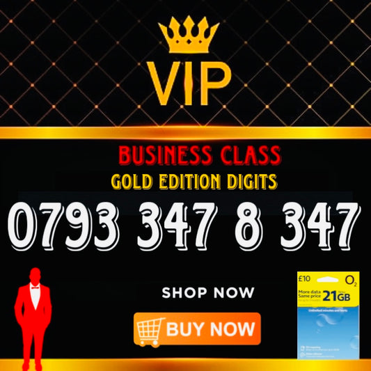 GOLD DIAMOND VIP PREMIUM EASY MEMORABLE MOBILE PHONE NUMBER SIM CARD 0793 347 8 347