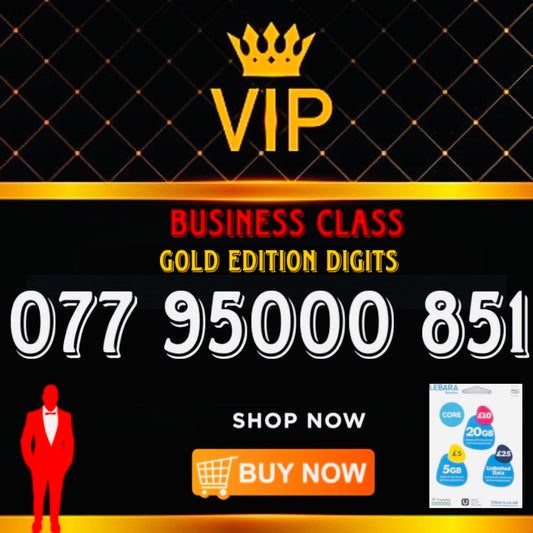 GOLD DIAMOND VIP PREMIUM EASY MEMORABLE MOBILE PHONE NUMBER SIM CARD 0779 5000 851