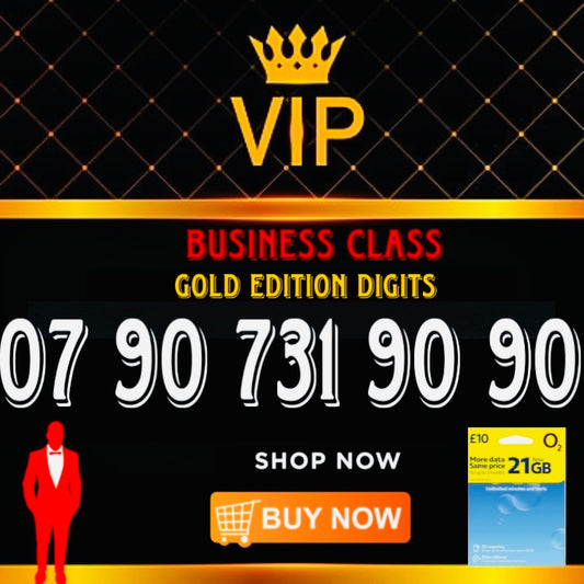 GOLD DIAMOND VIP PREMIUM EASY MEMORABLE MOBILE PHONE NUMBER SIM CARD 07 90 731 90 90