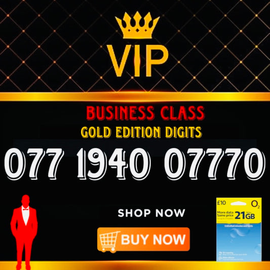 GOLD DIAMOND VIP PREMIUM EASY MEMORABLE MOBILE PHONE NUMBER SIM CARD 077 1940 07770