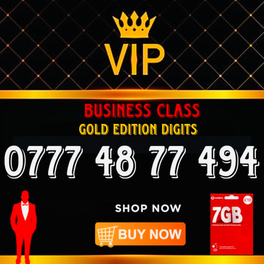 GOLD DIAMOND VIP PREMIUM EASY MEMORABLE MOBILE PHONE NUMBER SIM CARD 0777 48 77 494