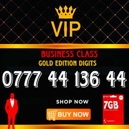 GOLD DIAMOND VIP PREMIUM EASY MEMORABLE MOBILE PHONE NUMBER SIM CARD 0777 44 136 44