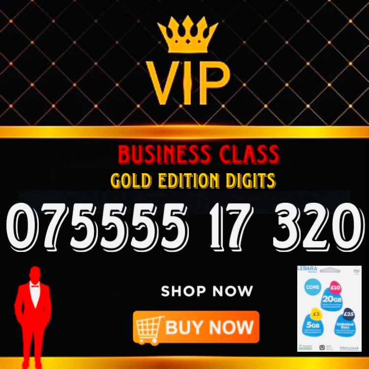 GOLD DIAMOND VIP PREMIUM EASY MEMORABLE MOBILE PHONE NUMBER SIM CARD  5555 17 320