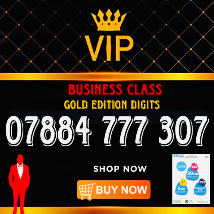 GOLD DIAMOND VIP PREMIUM EASY MEMORABLE MOBILE PHONE NUMBER SIM CARD 07884 777 307