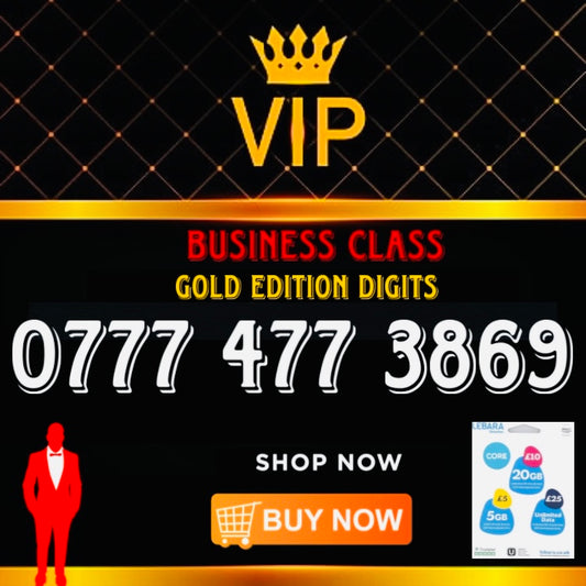 GOLD DIAMOND VIP PREMIUM EASY MEMORABLE MOBILE PHONE NUMBER SIM CARD 0777 477 3869