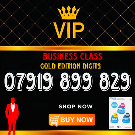 GOLD DIAMOND VIP PREMIUM EASY MEMORABLE MOBILE PHONE NUMBER SIM CARD 07 919 899 829