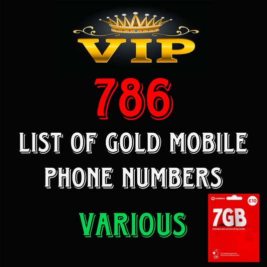 LIST 786 VODAFONE MOBILE GOLD DIAMOND VIP PREMIUM EASY MEMORABLE MOBILE PHONE NUMBER SIM CARD