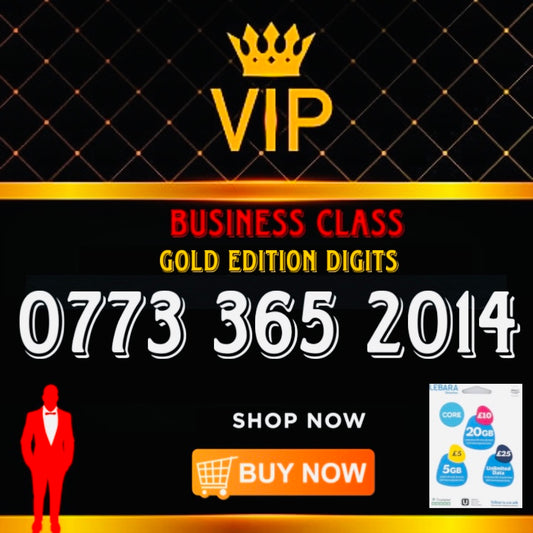 GOLD DIAMOND VIP PREMIUM EASY MEMORABLE MOBILE PHONE NUMBER SIM CARD 0773 365 2014