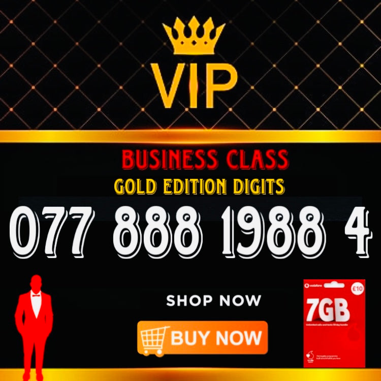 GOLD DIAMOND VIP PREMIUM EASY MEMORABLE MOBILE PHONE NUMBER SIM CARD 077 888 1988 4