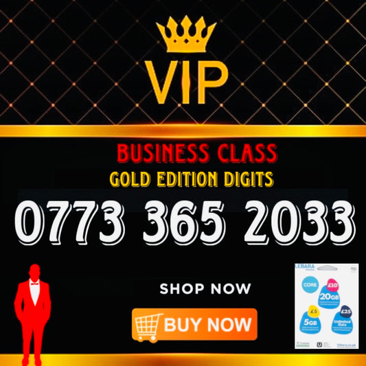 GOLD DIAMOND VIP PREMIUM EASY MEMORABLE MOBILE PHONE NUMBER SIM CARD 077 3365 2033