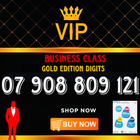 GOLD DIAMOND VIP PREMIUM EASY MEMORABLE MOBILE PHONE NUMBER SIM CARD 07 908 809 121