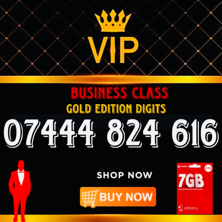 GOLD DIAMOND VIP PREMIUM EASY MEMORABLE MOBILE PHONE NUMBER SIM CARD 07 444 824 616