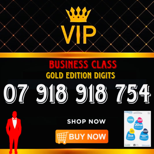 GOLD DIAMOND VIP PREMIUM EASY MEMORABLE MOBILE PHONE NUMBER SIM CARD 07 918 918 754