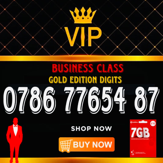 GOLD DIAMOND VIP PREMIUM EASY MEMORABLE MOBILE PHONE NUMBER SIM CARD 0786 77654 87