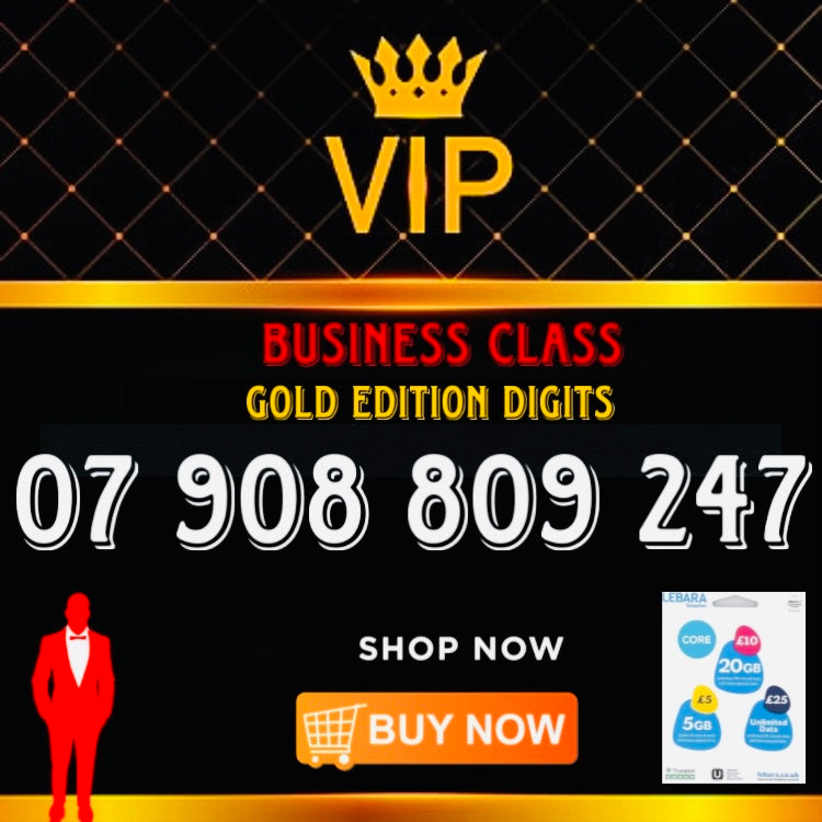 GOLD DIAMOND VIP PREMIUM EASY MEMORABLE MOBILE PHONE NUMBER SIM CARD 07 908 809 247