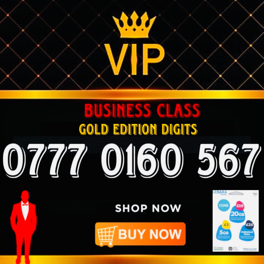 GOLD DIAMOND VIP PREMIUM EASY MEMORABLE MOBILE PHONE NUMBER SIM CARD 0777  0160 567