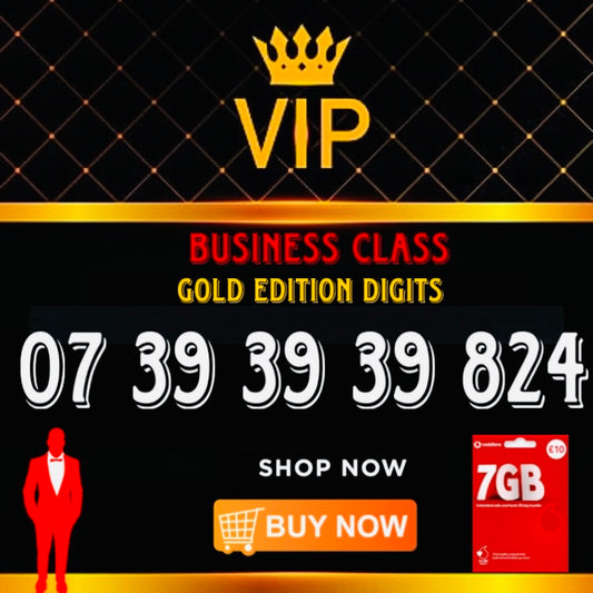 GOLD DIAMOND VIP PREMIUM EASY MEMORABLE MOBILE PHONE NUMBER SIM CARD 07 39 39 39 824