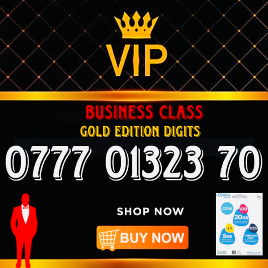 GOLD DIAMOND VIP PREMIUM EASY MEMORABLE MOBILE PHONE NUMBER SIM CARD 0777 01323 70