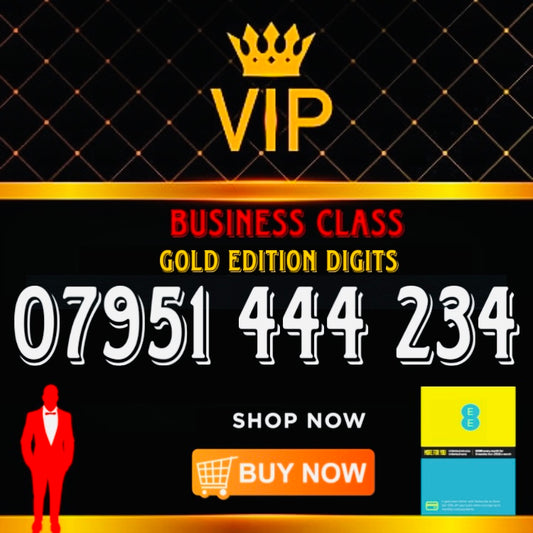 GOLD DIAMOND VIP PREMIUM EASY MEMORABLE MOBILE PHONE NUMBER SIM CARD 07951 444 234