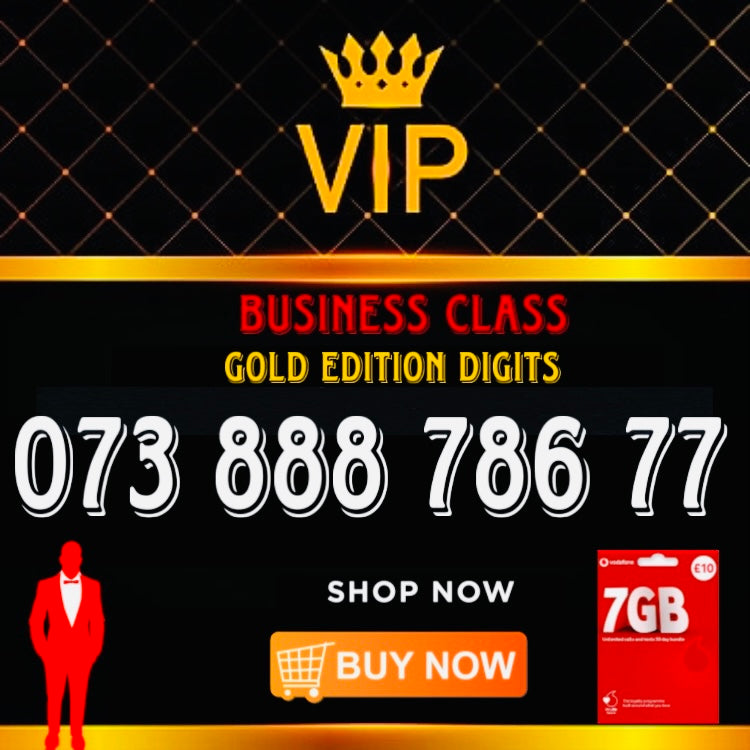 GOLD DIAMOND VIP PREMIUM EASY MEMORABLE MOBILE PHONE NUMBER SIM CARD 073 888 786 77