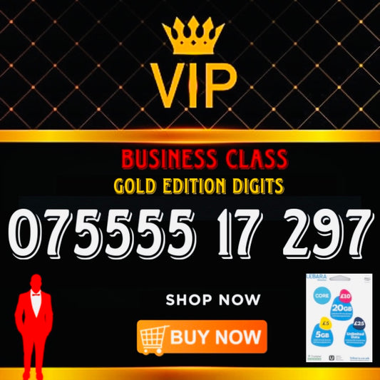 GOLD DIAMOND VIP PREMIUM EASY MEMORABLE MOBILE PHONE NUMBER SIM CARD 5555 17 297