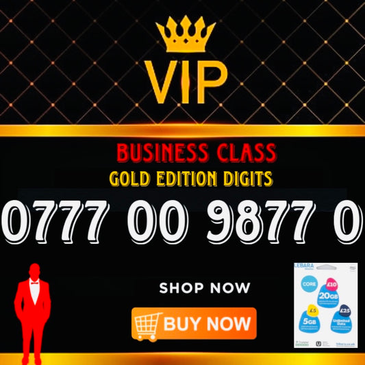 GOLD DIAMOND VIP PREMIUM EASY MEMORABLE MOBILE PHONE NUMBER SIM CARD 0777 00 987 0