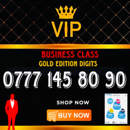 GOLD DIAMOND VIP PREMIUM EASY MEMORABLE MOBILE PHONE NUMBER SIM CARD 0777 145 80 90