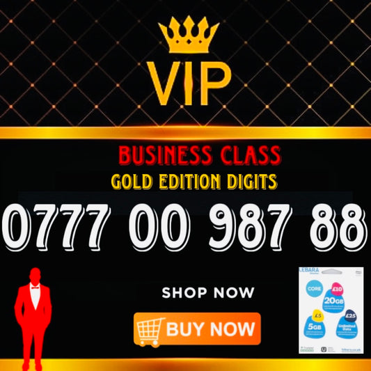 GOLD DIAMOND VIP PREMIUM EASY MEMORABLE MOBILE PHONE NUMBER SIM CARD 0777 00 987 88