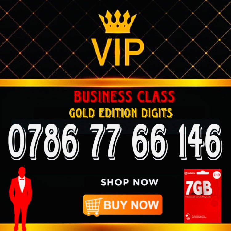 GOLD DIAMOND VIP PREMIUM EASY MEMORABLE MOBILE PHONE NUMBER SIM CARD 0786 77 66 146