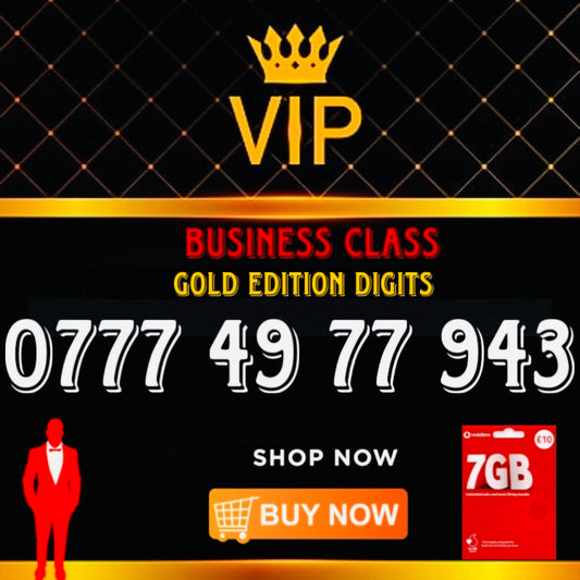 GOLD DIAMOND VIP PREMIUM EASY MEMORABLE MOBILE PHONE NUMBER SIM CARD 0777 42 77 943