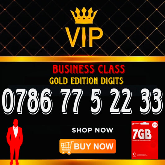 GOLD DIAMOND VIP PREMIUM EASY MEMORABLE MOBILE PHONE NUMBER SIM CARD 0786 775 2233