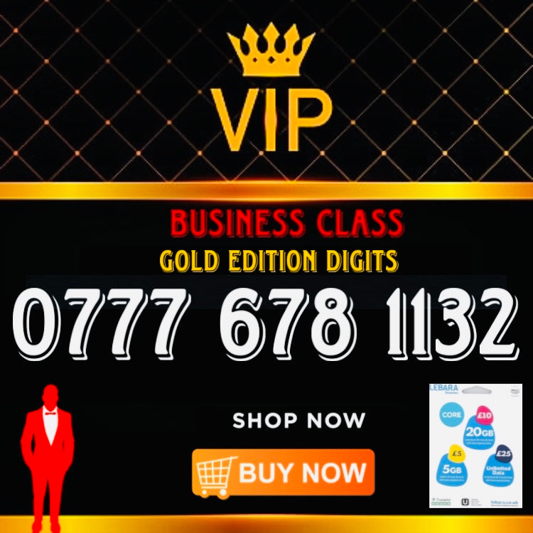 GOLD DIAMOND VIP PREMIUM EASY MEMORABLE MOBILE PHONE NUMBER SIM CARD 0777 678 1132