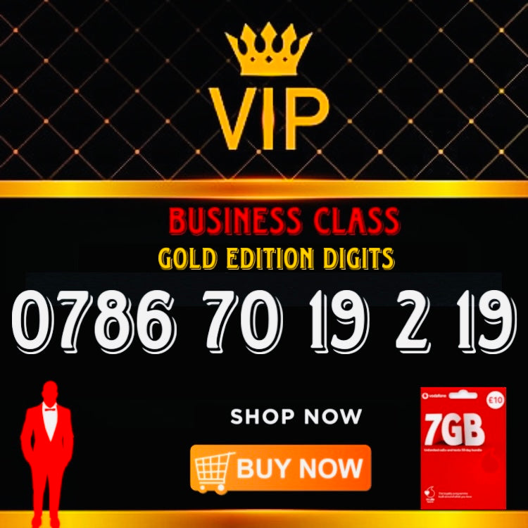 GOLD DIAMOND VIP PREMIUM EASY MEMORABLE MOBILE PHONE NUMBER SIM CARD 0786 70 19 2 19