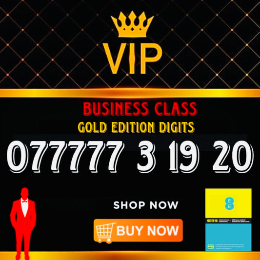 GOLD DIAMOND VIP PREMIUM EASY MEMORABLE MOBILE PHONE NUMBER SIM CARD 77777 3 19 20