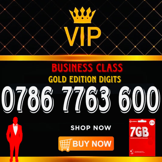 GOLD DIAMOND VIP PREMIUM EASY MEMORABLE MOBILE PHONE NUMBER SIM CARD 0786 7763 600