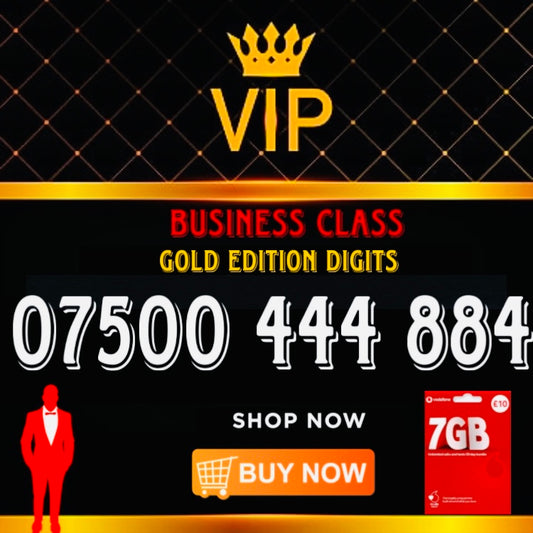 GOLD DIAMOND VIP PREMIUM EASY MEMORABLE MOBILE PHONE NUMBER SIM CARD 07500 444 884