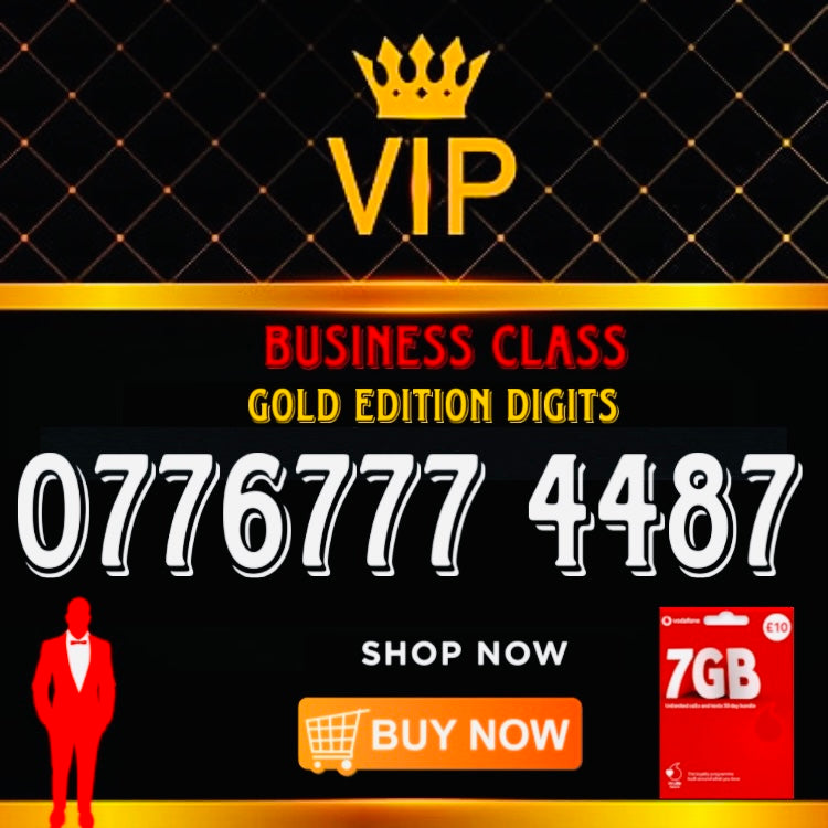 GOLD DIAMOND VIP PREMIUM EASY MEMORABLE MOBILE PHONE NUMBER SIM CARD 077 6777 4487