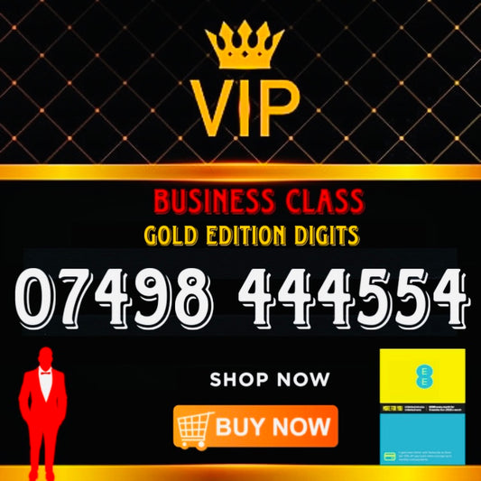 GOLD DIAMOND VIP PREMIUM EASY MEMORABLE MOBILE PHONE NUMBER SIM CARD 07498 444554