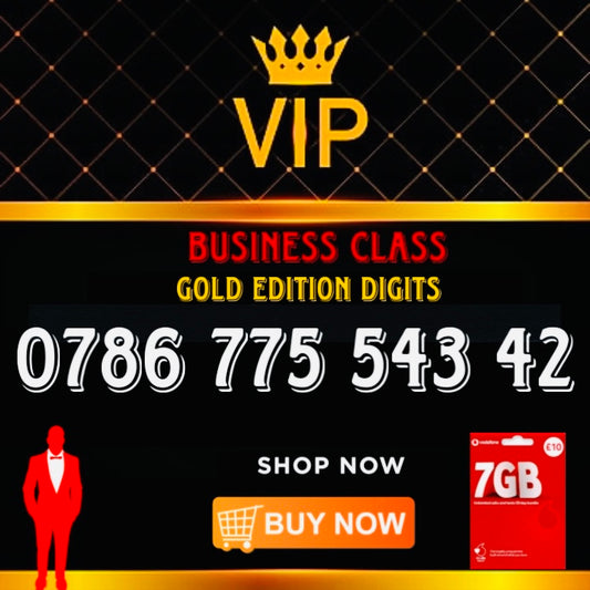 GOLD DIAMOND VIP PREMIUM EASY MEMORABLE MOBILE PHONE NUMBER SIM CARD 0786 775 543 42