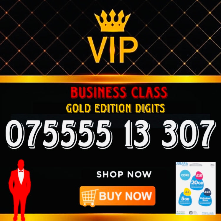 GOLD DIAMOND VIP PREMIUM EASY MEMORABLE MOBILE PHONE NUMBER SIM CARD 5555 13 307