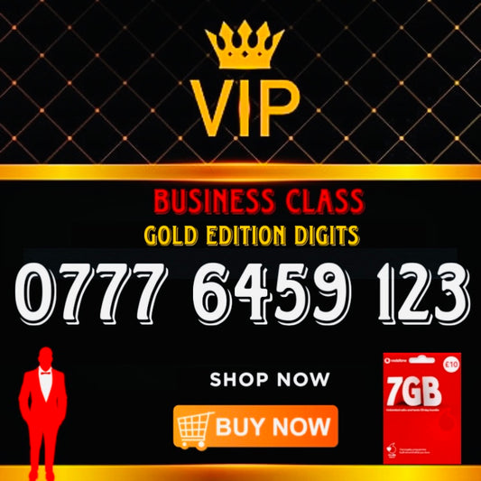 GOLD DIAMOND VIP PREMIUM EASY MEMORABLE MOBILE PHONE NUMBER SIM CARD 777 6459 123